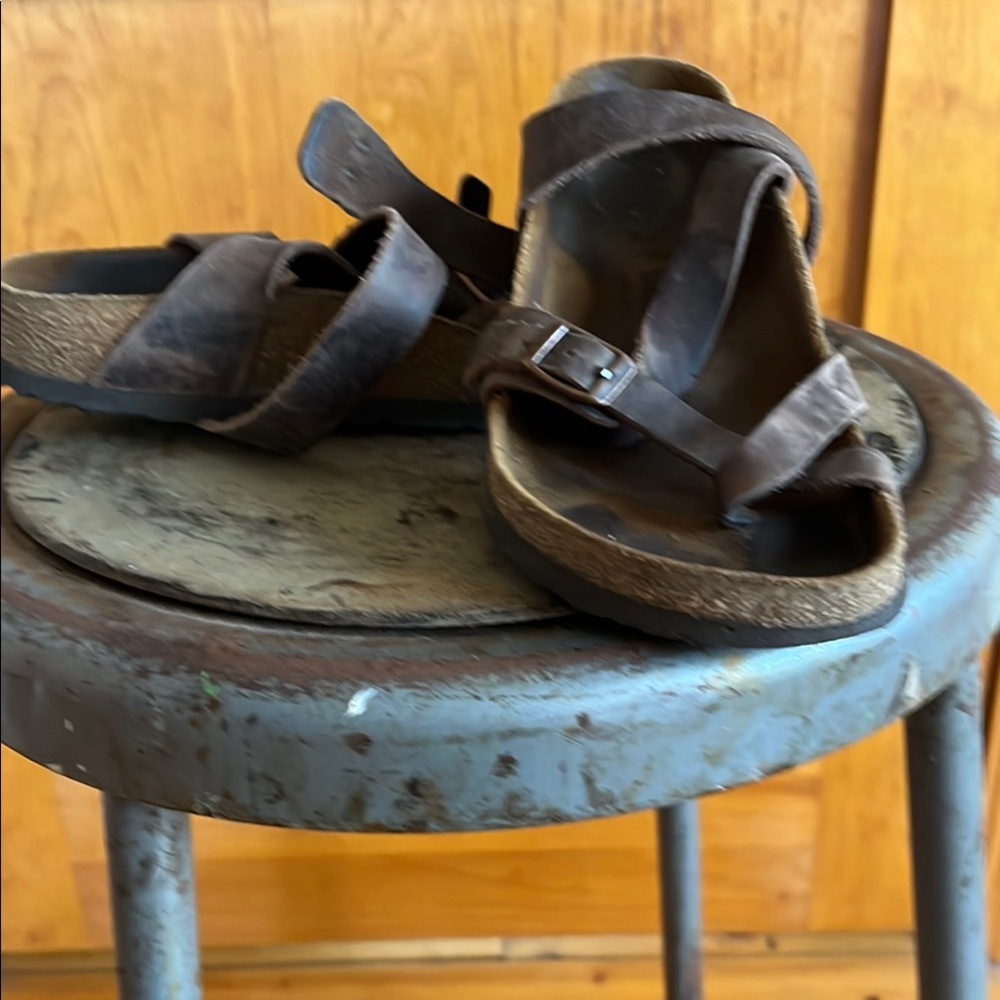 Brown leather birks, gently worn